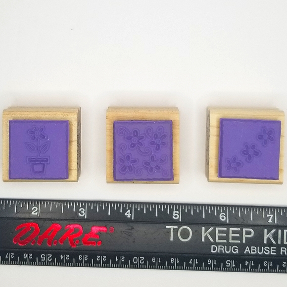 Stampin' Up! Nine Piece Retro 2003 "Garden Blocks" Wooden Rubber Stamp Set - Picture 7 of 8